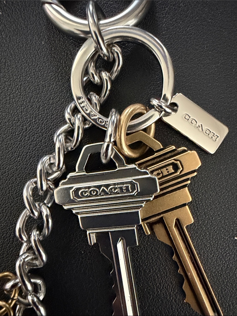 Coach Rogue 31 Loved Leather Silver Brass Keys Charm Cluster Keychain - Picture 7 of 12